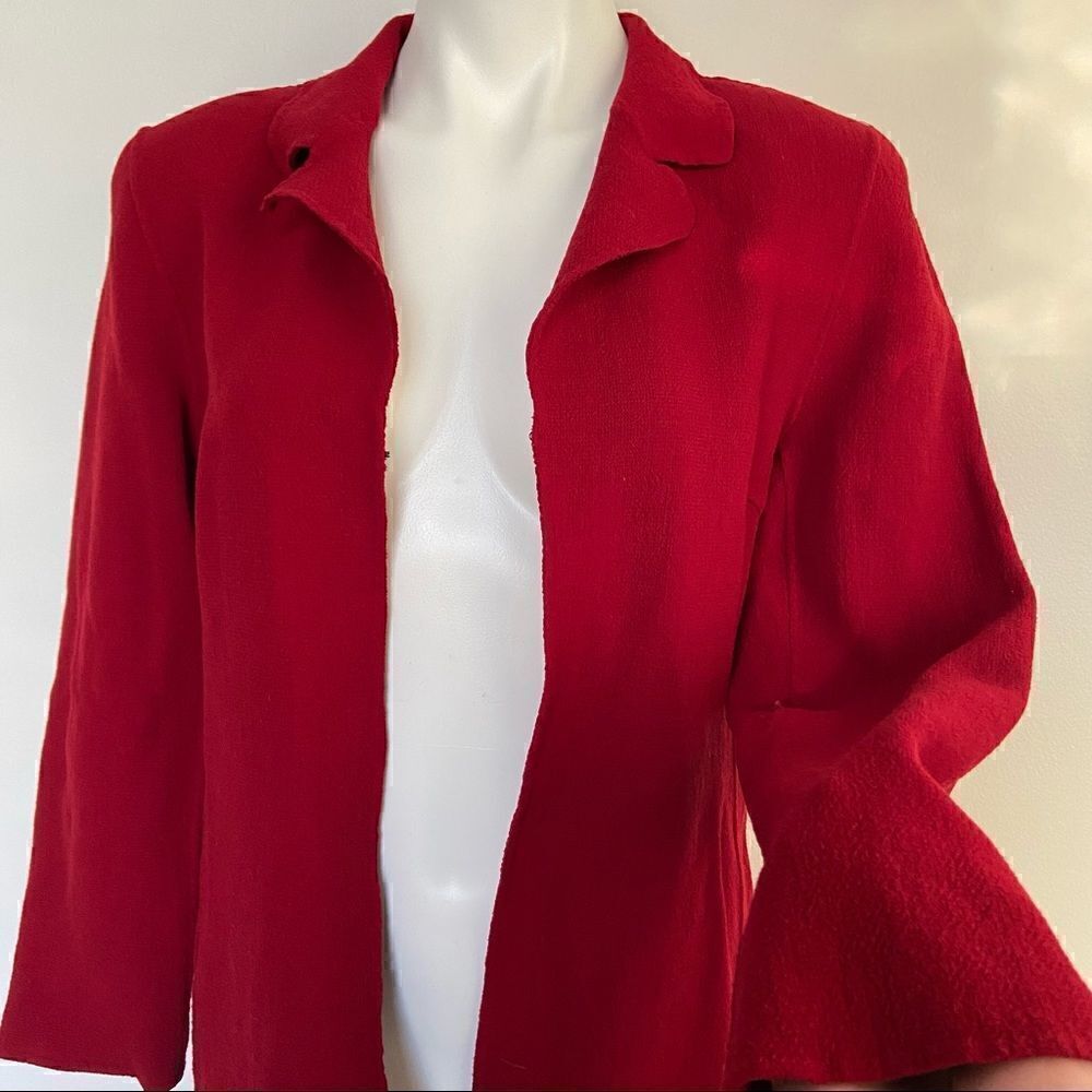 Kate Hill 100% Wool Red Blazer Jacket